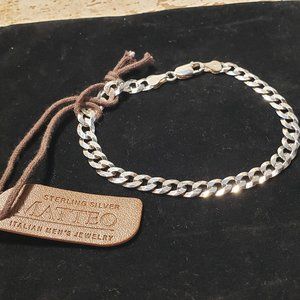 MATTEO Men’s Jewelry ~ Cuban Link 8” Bracelet ~ ITALY ~ Sterling Silver ~